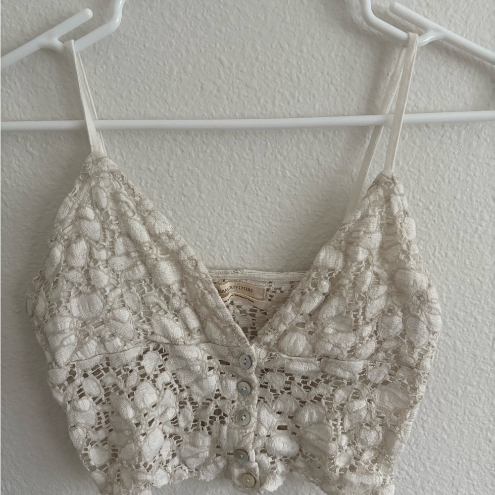 Vintage Urban Outfitters Lace Button-Up Crop Top